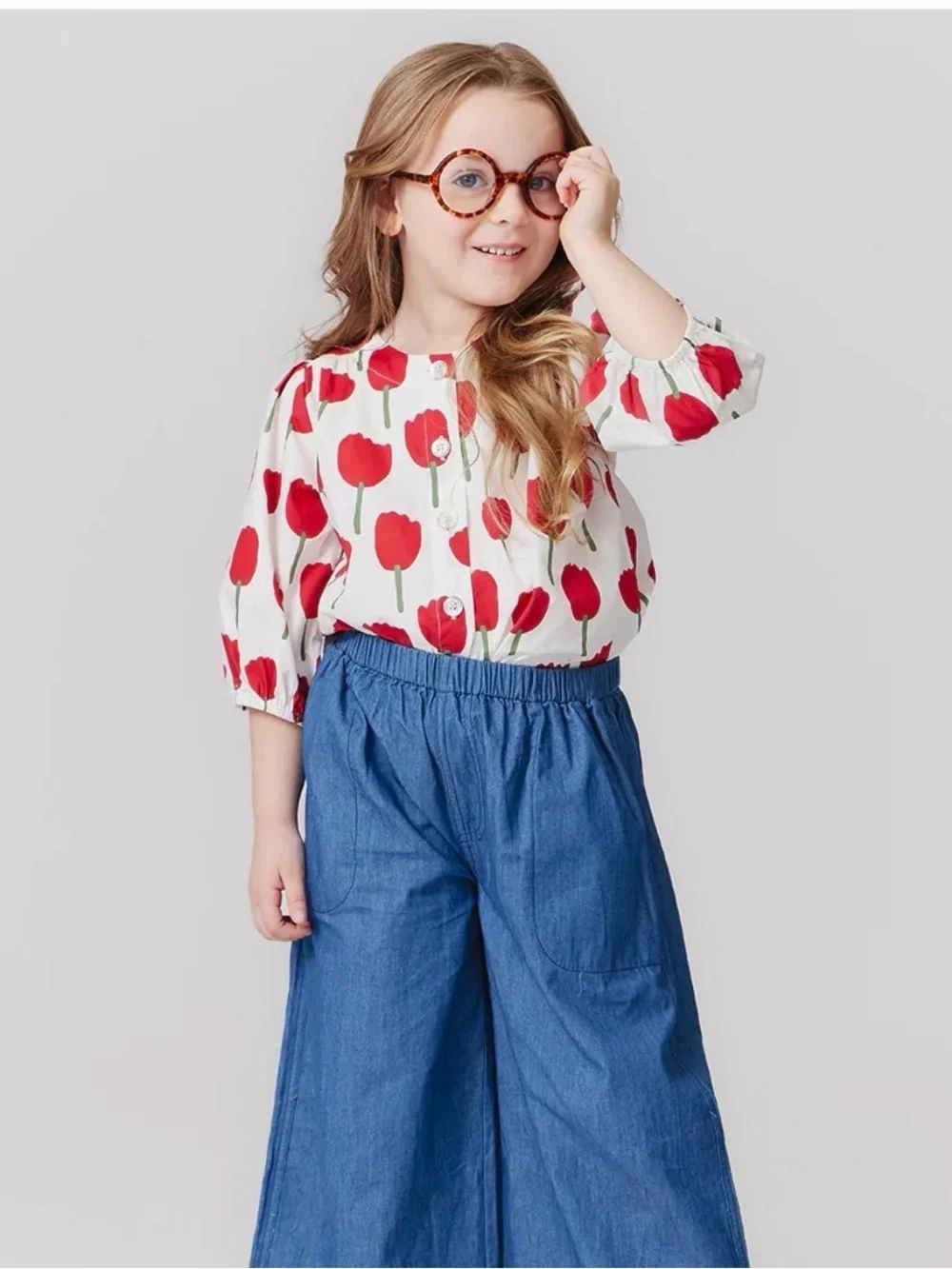 EUC Pink Chicken Wylie Wide Leg Pant in Chambray Sz 5